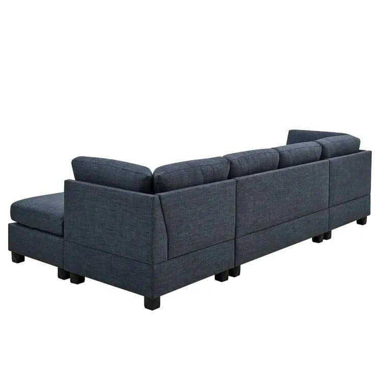 Ailey 6 Seater U Shape Interchangeable Fabric Sofa with 2 Ottoman