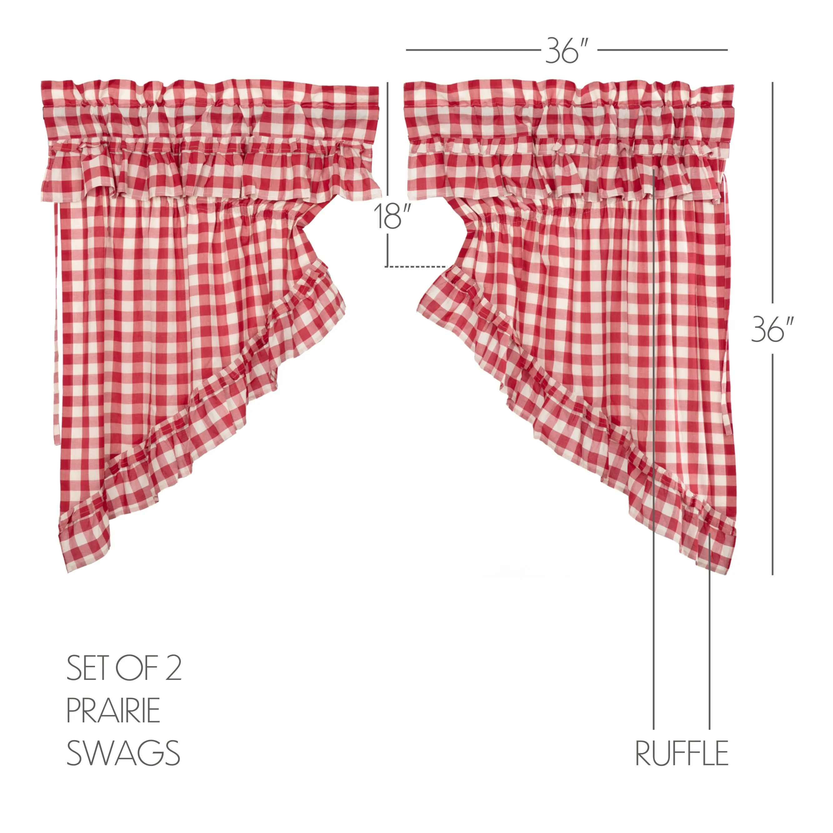 Annie Buffalo Check Ruffled Swag Set of 2