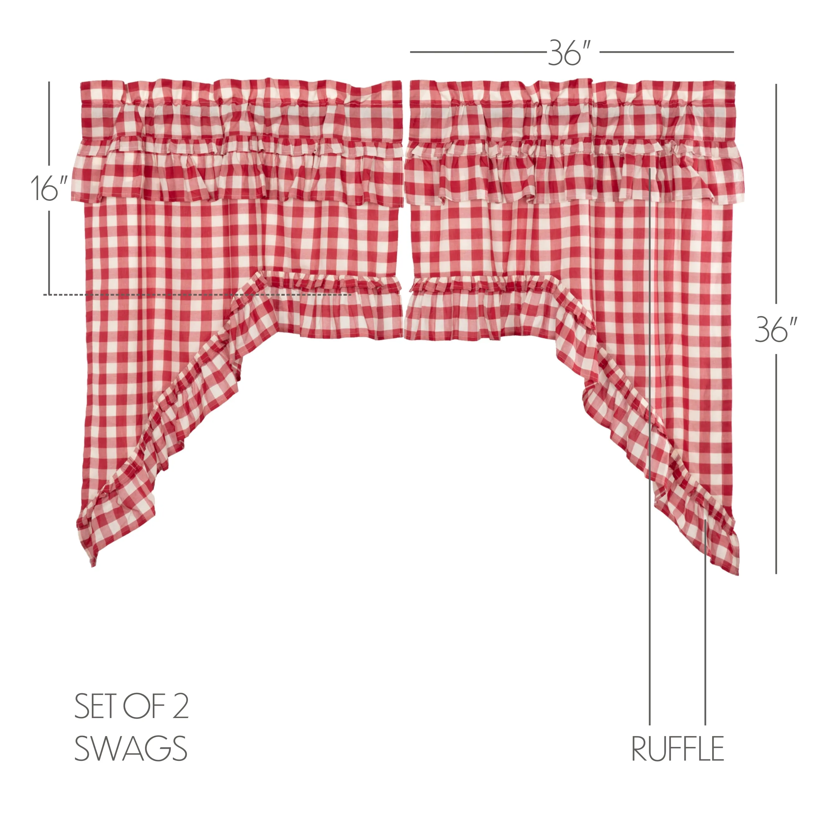 Annie Buffalo Check Ruffled Swag Set of 2