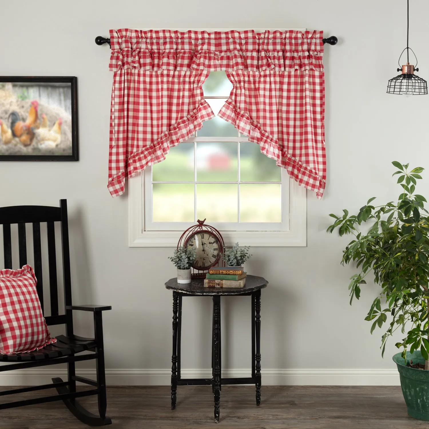 Annie Buffalo Check Ruffled Swag Set of 2