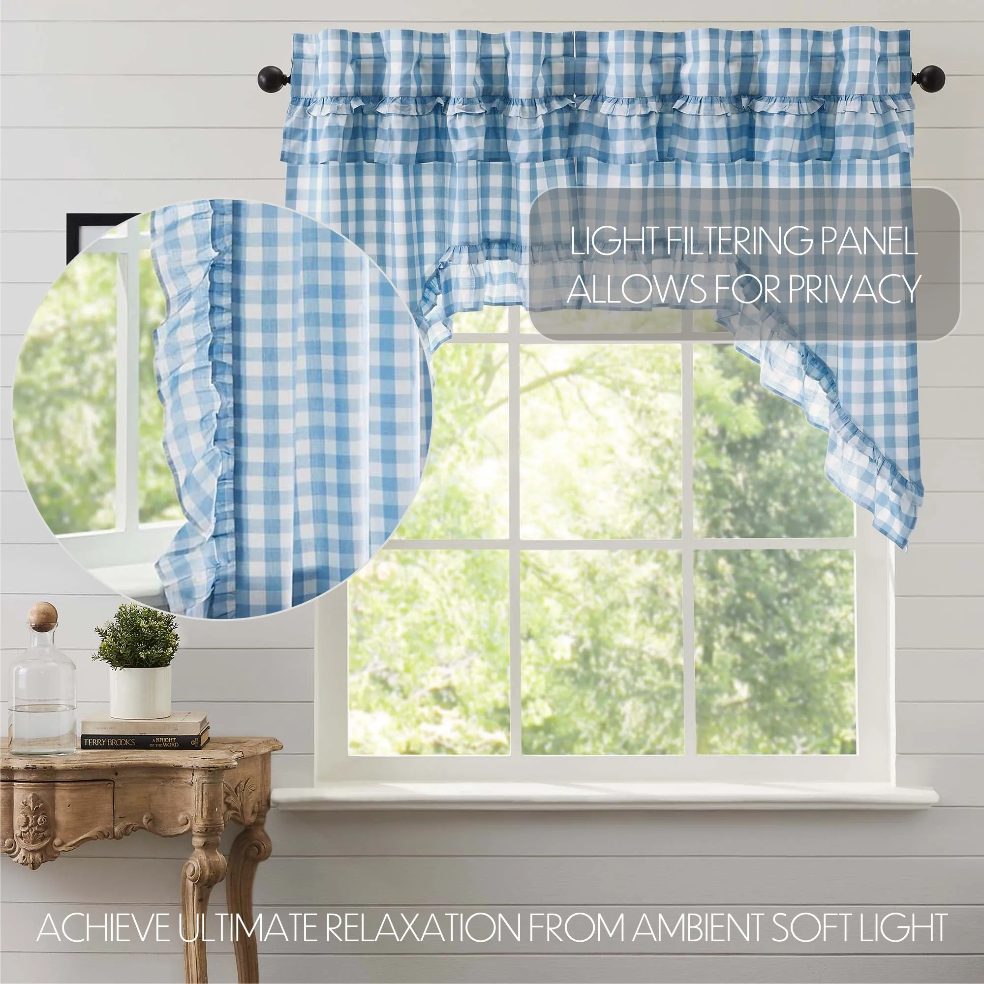 Annie Buffalo Check Ruffled Swag Set of 2
