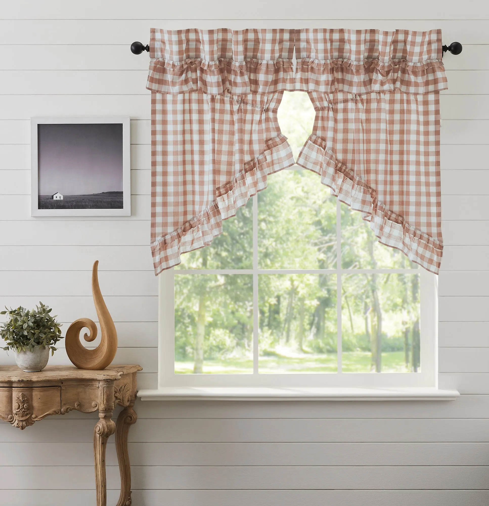 Annie Buffalo Check Ruffled Swag Set of 2