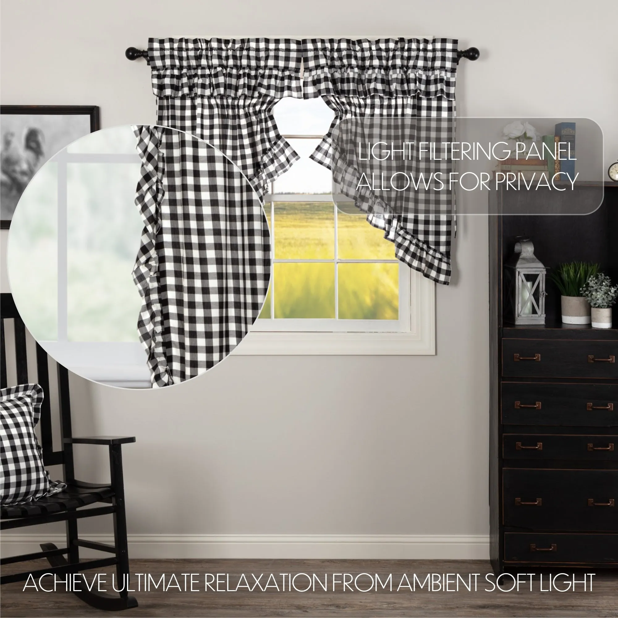 Annie Buffalo Check Ruffled Swag Set of 2
