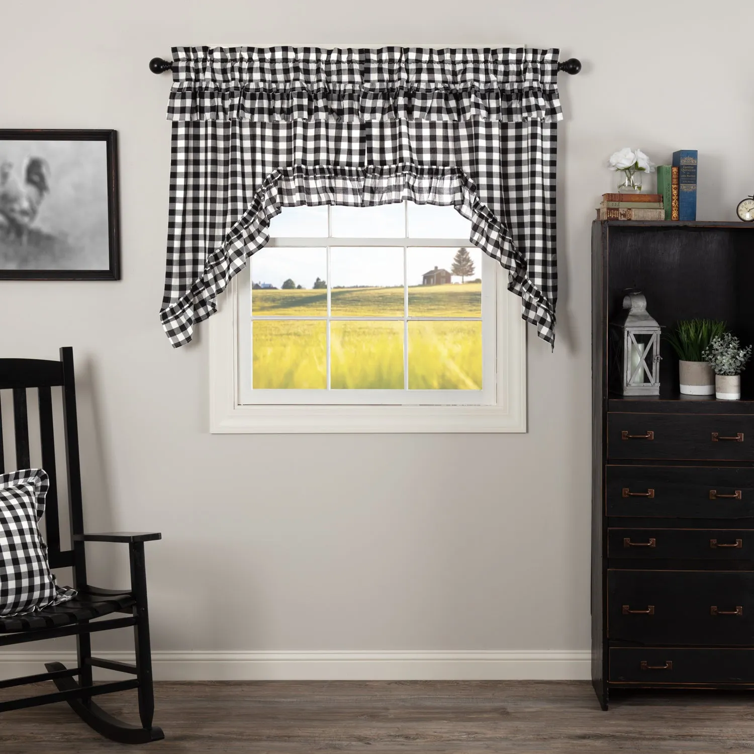 Annie Buffalo Check Ruffled Swag Set of 2