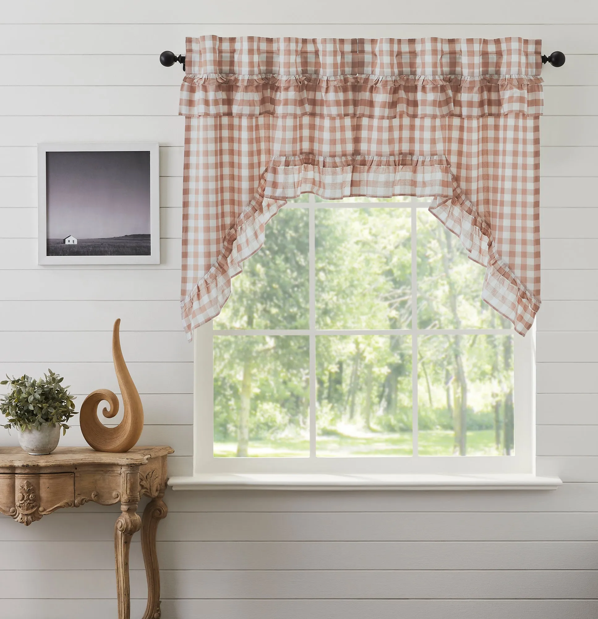 Annie Buffalo Check Ruffled Swag Set of 2