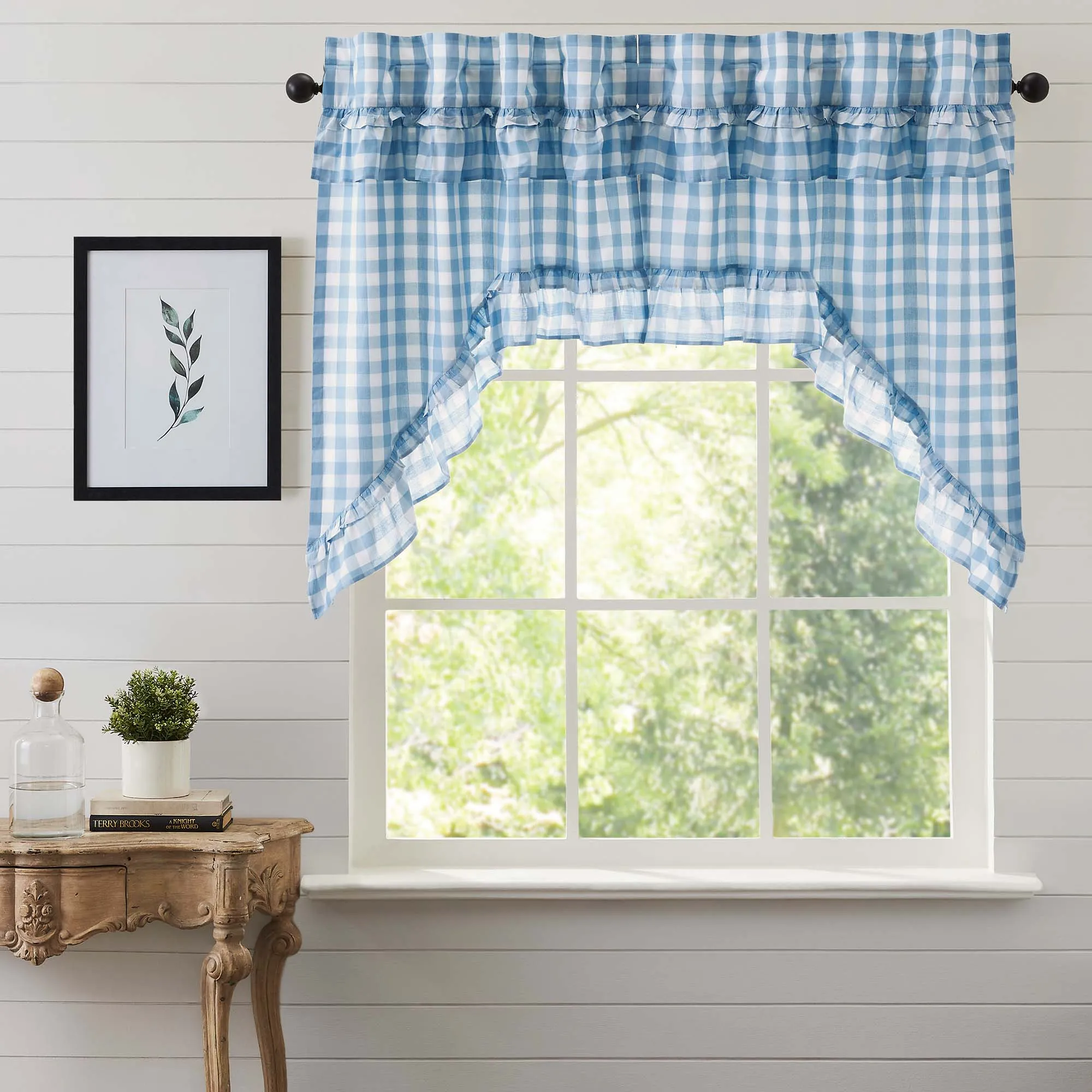 Annie Buffalo Check Ruffled Swag Set of 2