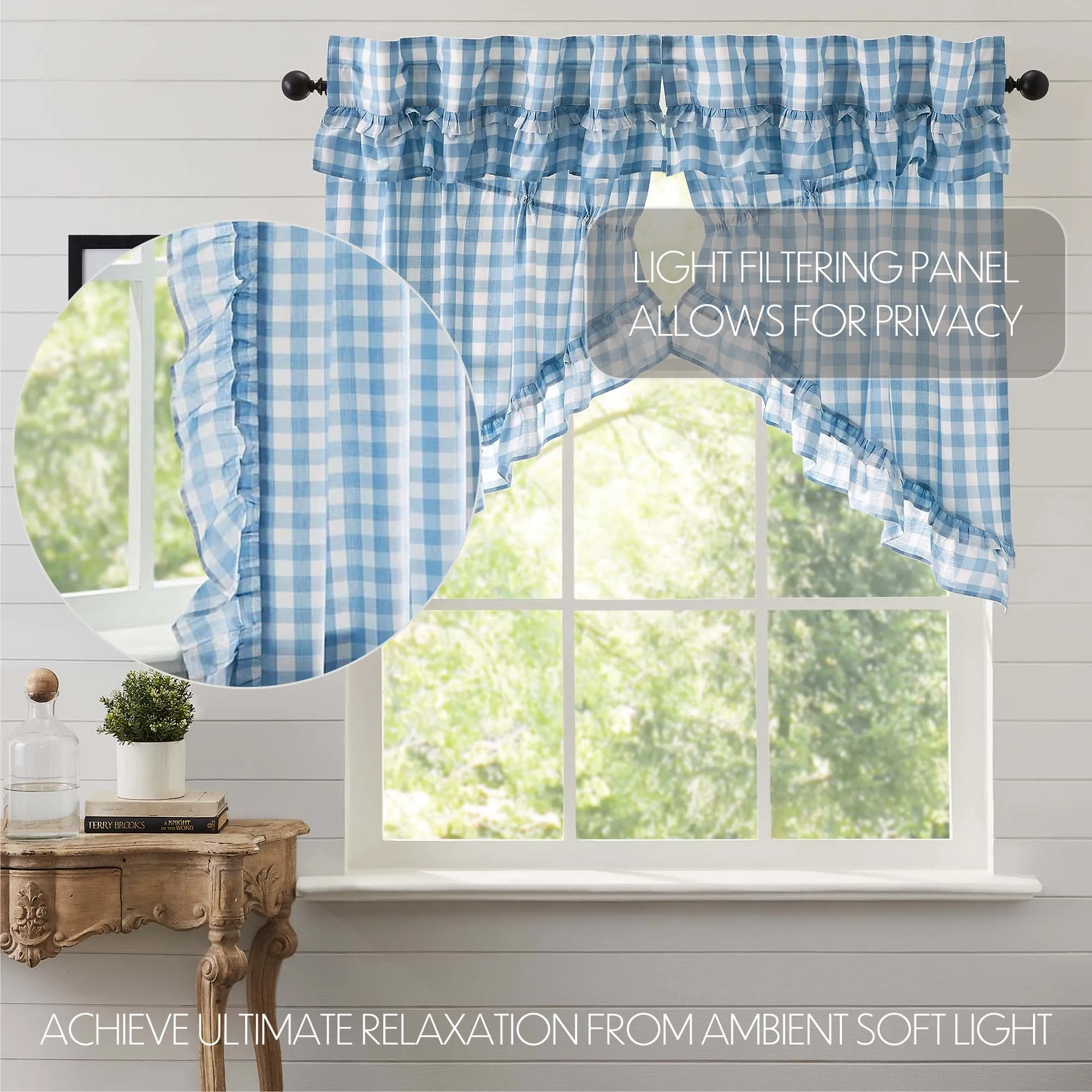 Annie Buffalo Check Ruffled Swag Set of 2