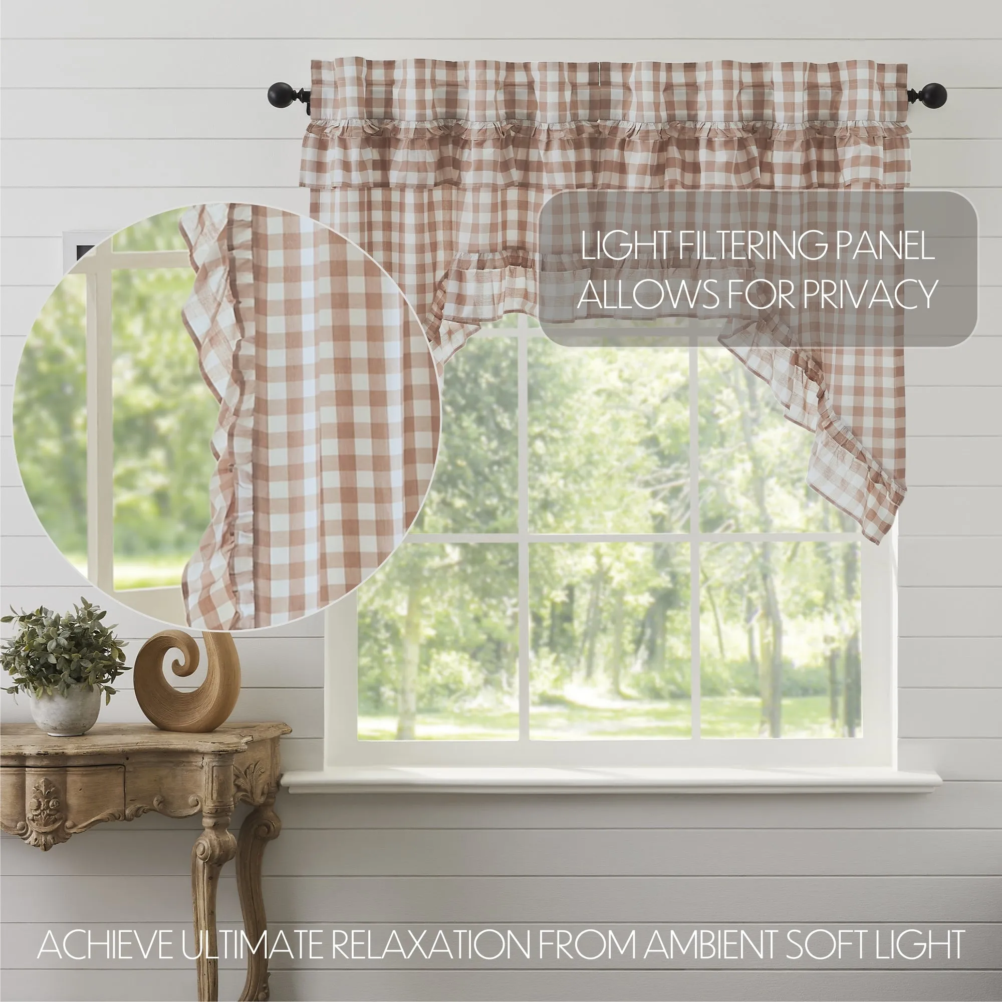 Annie Buffalo Check Ruffled Swag Set of 2