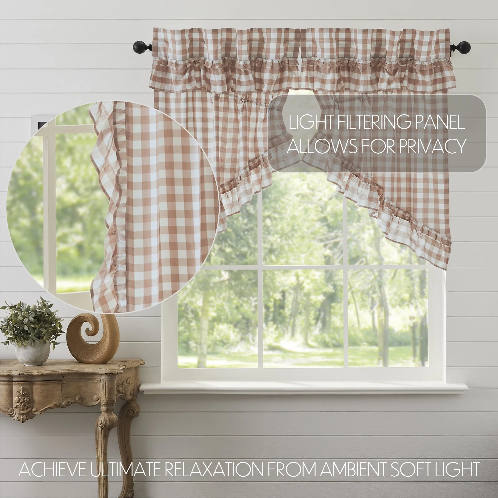 Annie Buffalo Check Ruffled Swag Set of 2