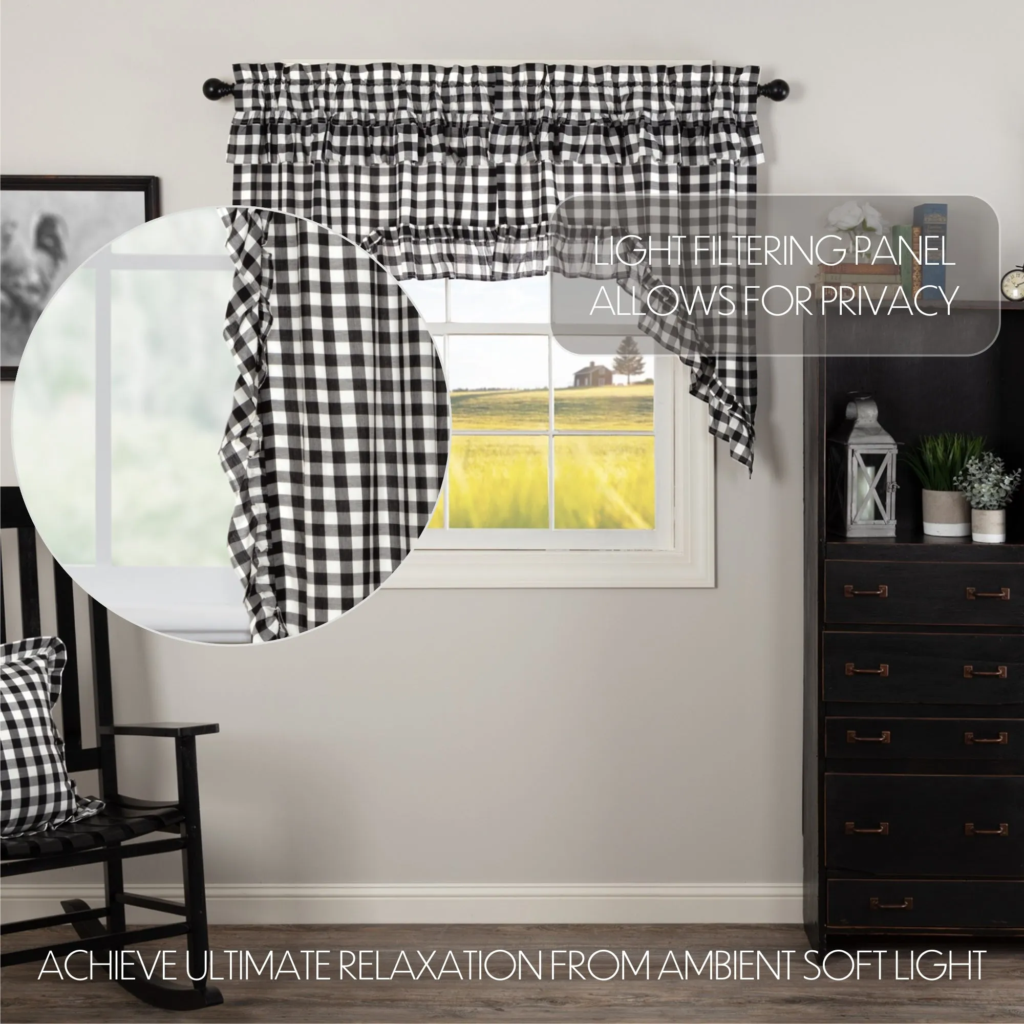 Annie Buffalo Check Ruffled Swag Set of 2