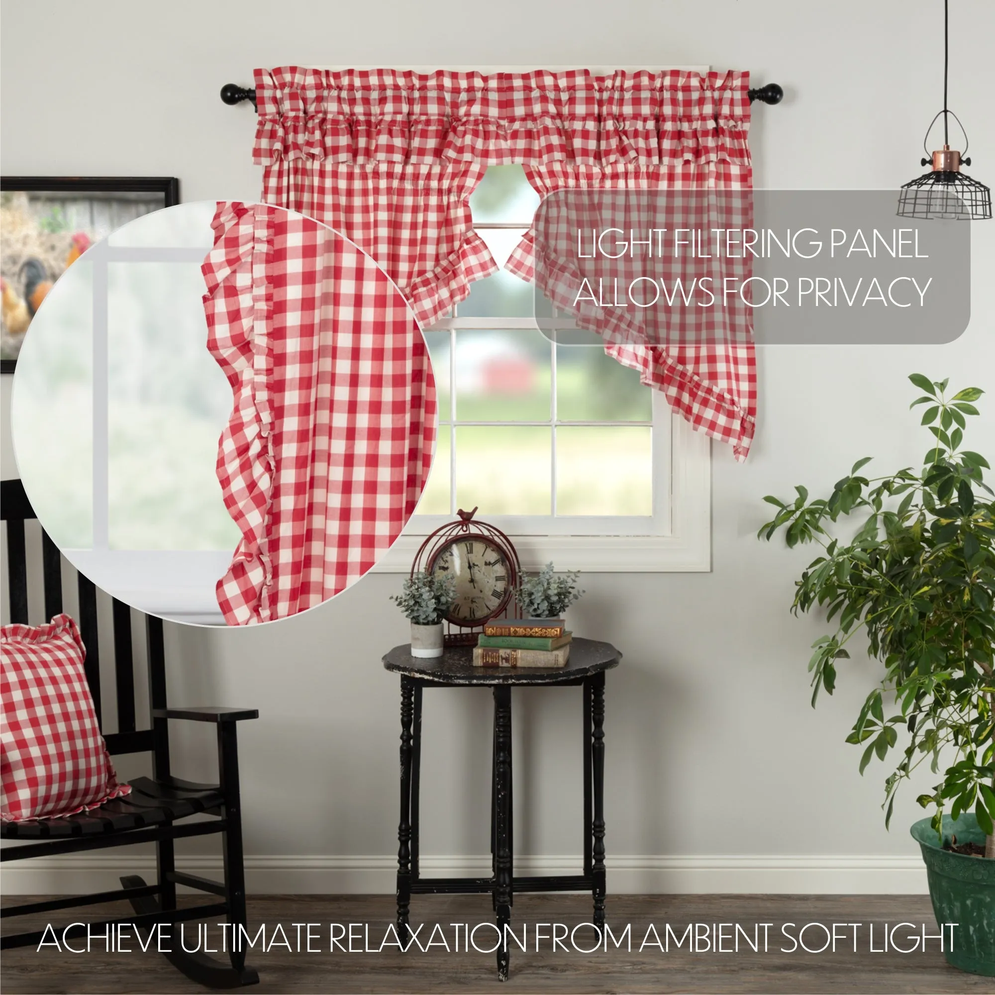 Annie Buffalo Check Ruffled Swag Set of 2