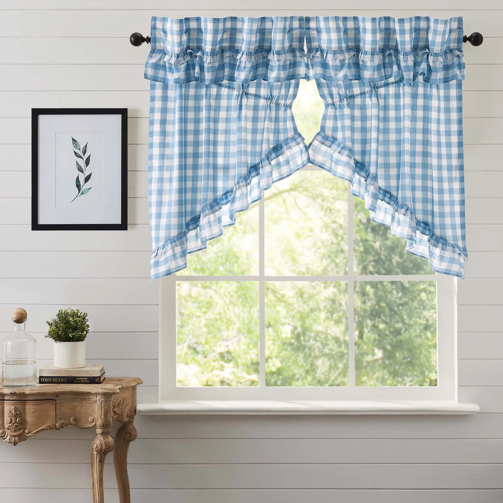 Annie Buffalo Check Ruffled Swag Set of 2