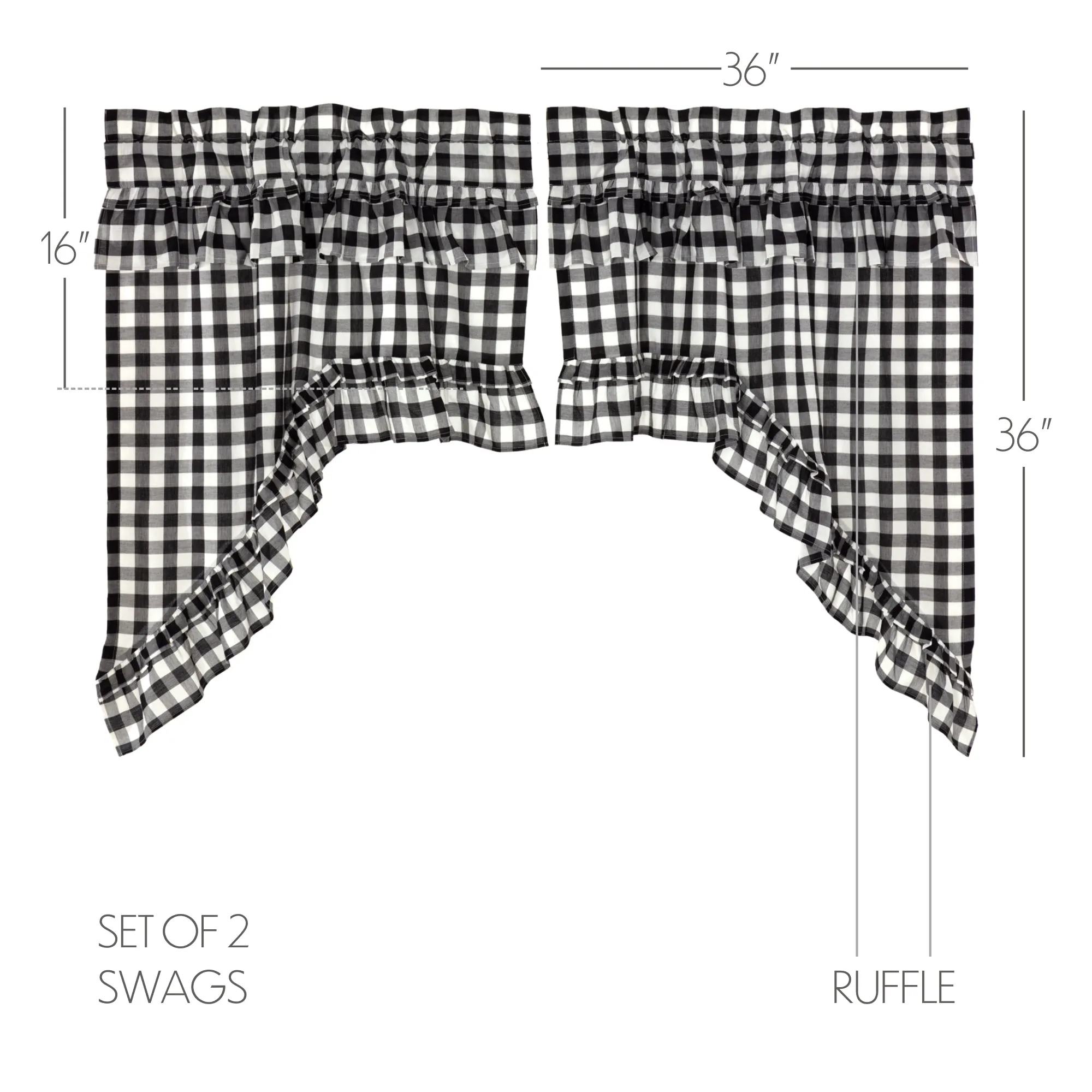 Annie Buffalo Check Ruffled Swag Set of 2